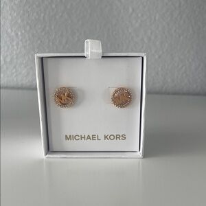 Michael Kors Rose Gold-Tone Logo Earrings